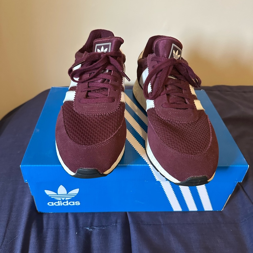 Adidas Maroon and White Sneakers